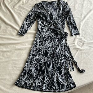 Black and White Wrap Dress